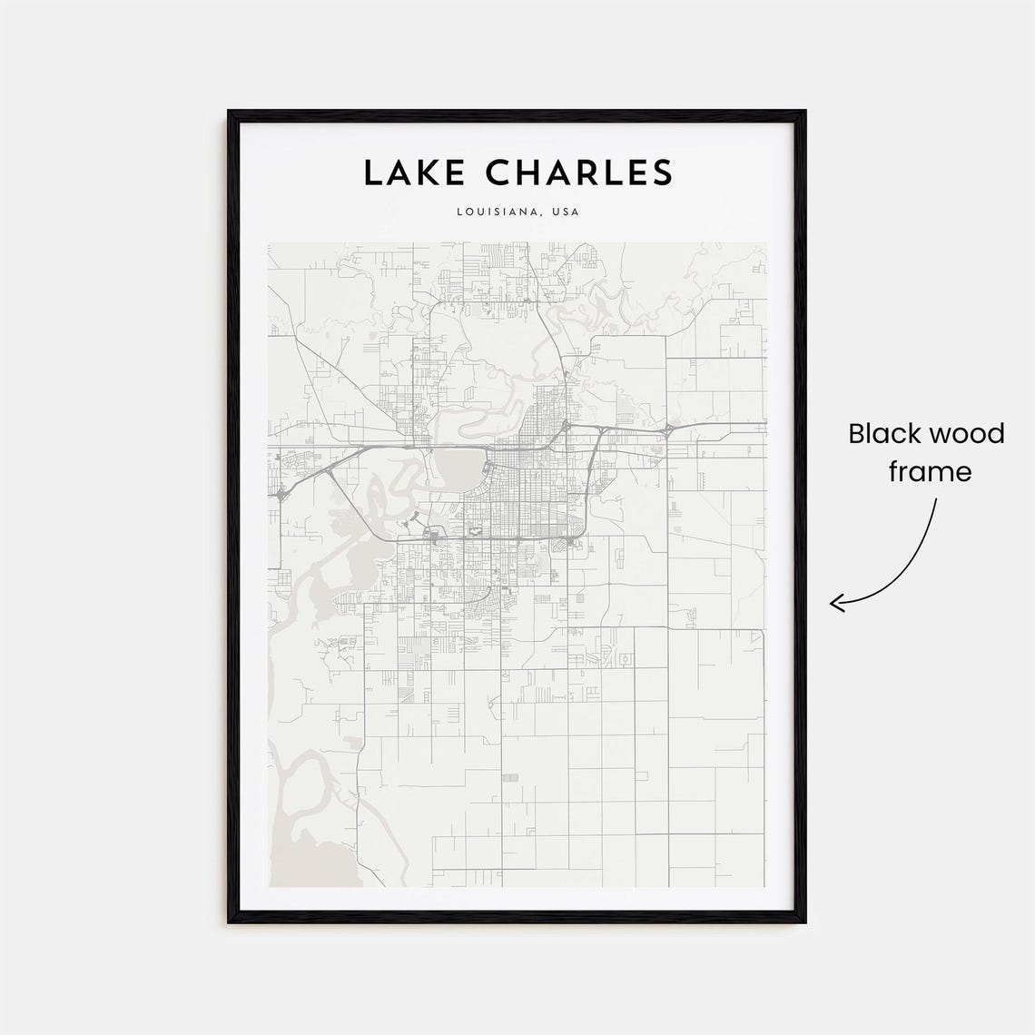 Lake Charles Louisiana Southwest Louisiana Minimalist City Map Poster - Image 3