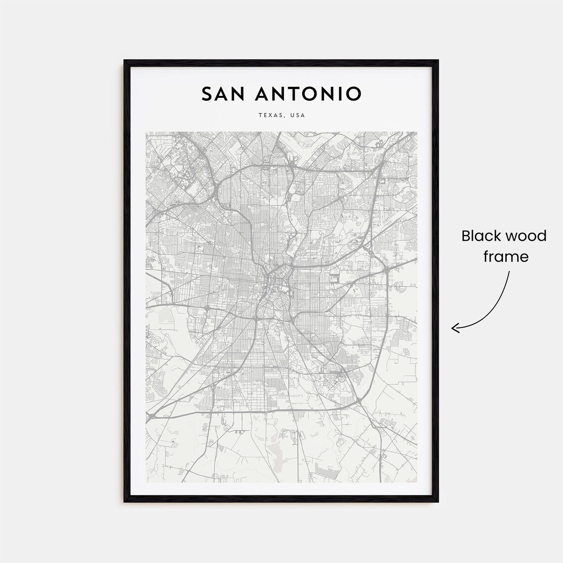 Modern Minimalist San Antonio Texas River City Street Map Poster - Image 3