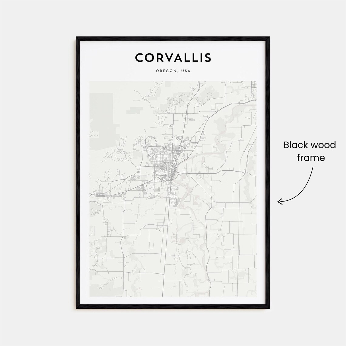 Corvallis Oregon USA Modern Minimalist City Street Map Travel Poster - Image 3