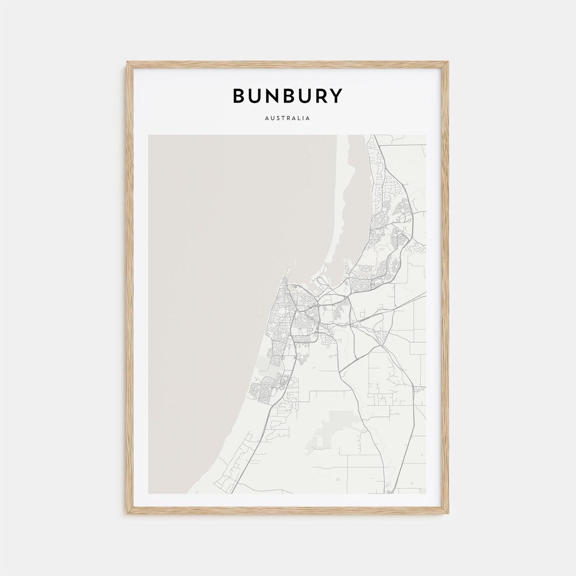 Bunbury Australia Minimalist Coastal Street Map City Travel Poster