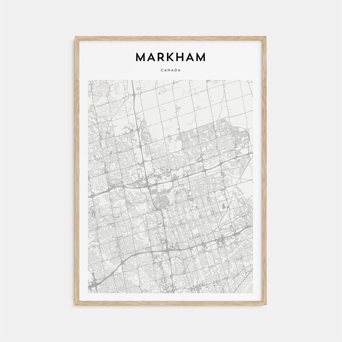 Modern Minimalist Markham Ontario Canada City Street Map Poster