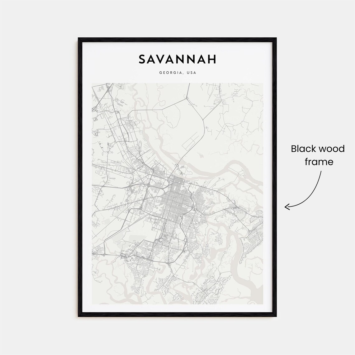Savannah Georgia Minimalist Street Map Historic City Travel Poster - Image 3