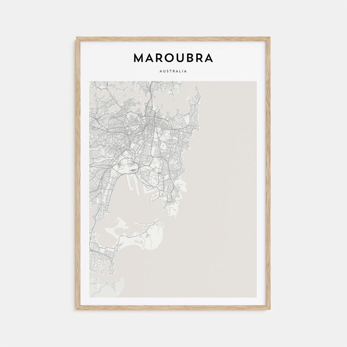 Maroubra Australia Sydney Beach Beige Minimalist Map Art Poster