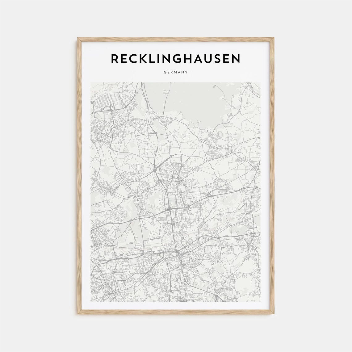 Recklinghausen Germany Minimal City Street Map Black White Art Poster