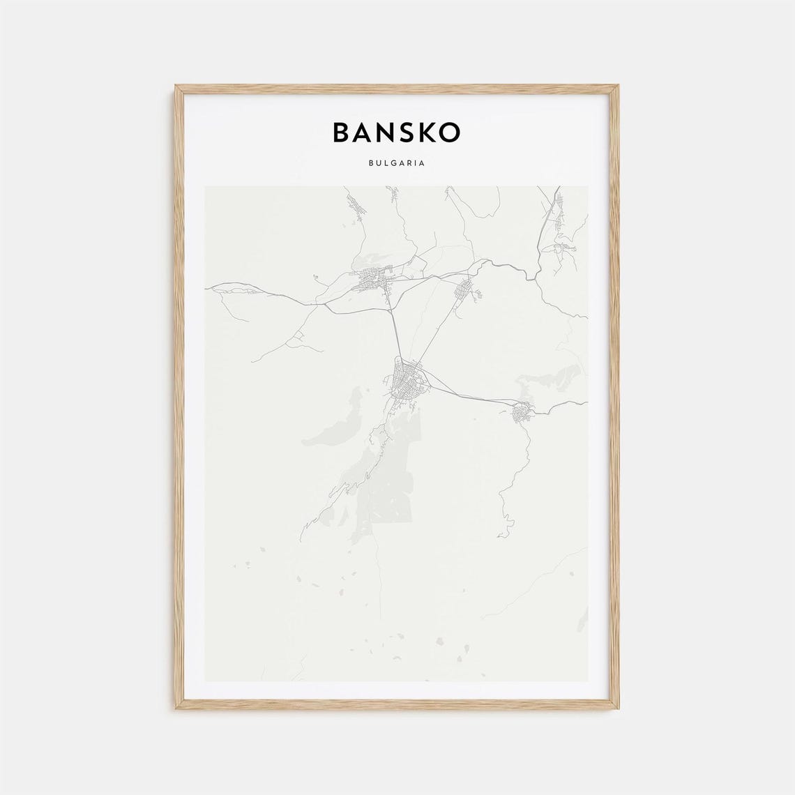 Bansko, Bulgaria Minimalist City Street Map Fine Line Art Poster