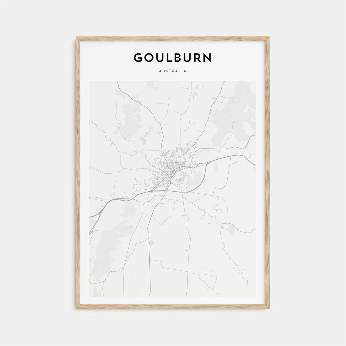Goulburn Australia Minimalist Beige City Street Map Poster Decor