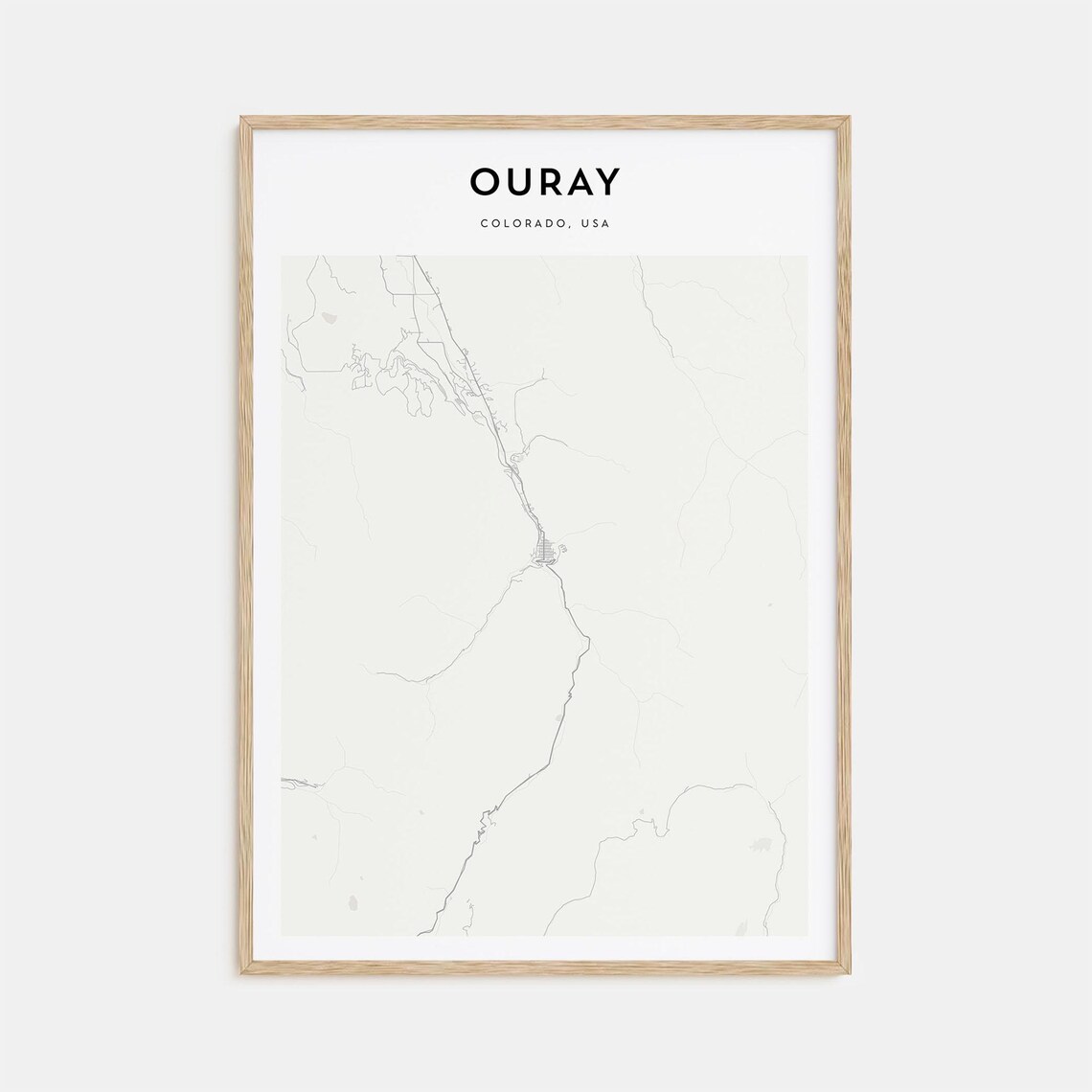 Ouray Colorado Minimalist Street Map Mountain Town Travel Art Poster