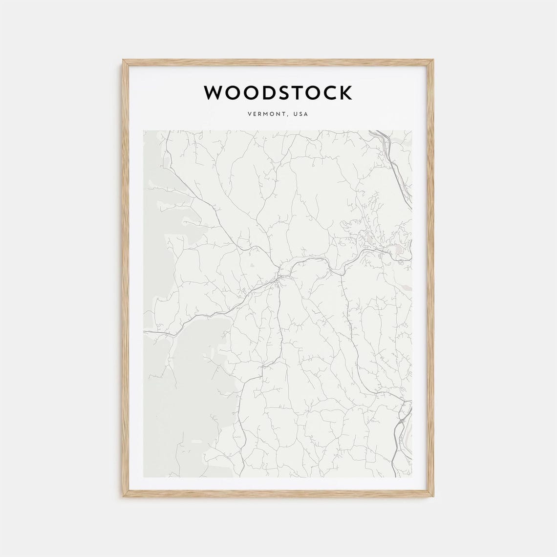 Woodstock Map Poster Woodstock Map Print Woodstock Personalized Map Art Woodstock Wall Art Woodstock Travel Print Vermont Usa