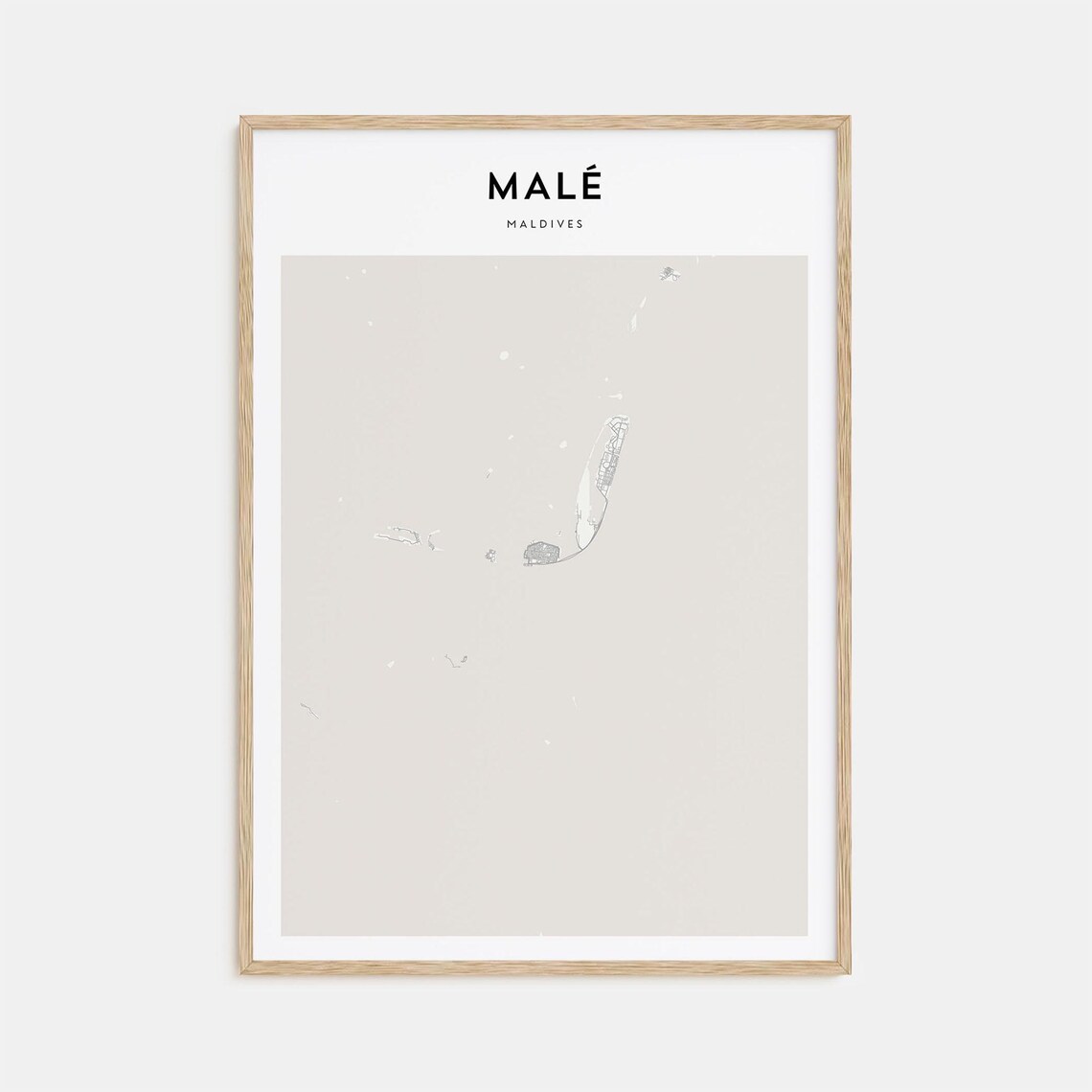 Malé Maldives Minimalist Island City Street Map Black White Poster