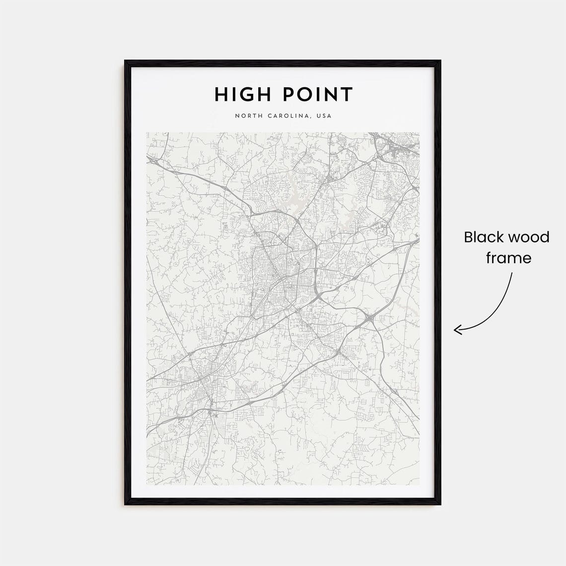 High Point North Carolina USA Minimalist City Map Wall Decor Poster - Image 3