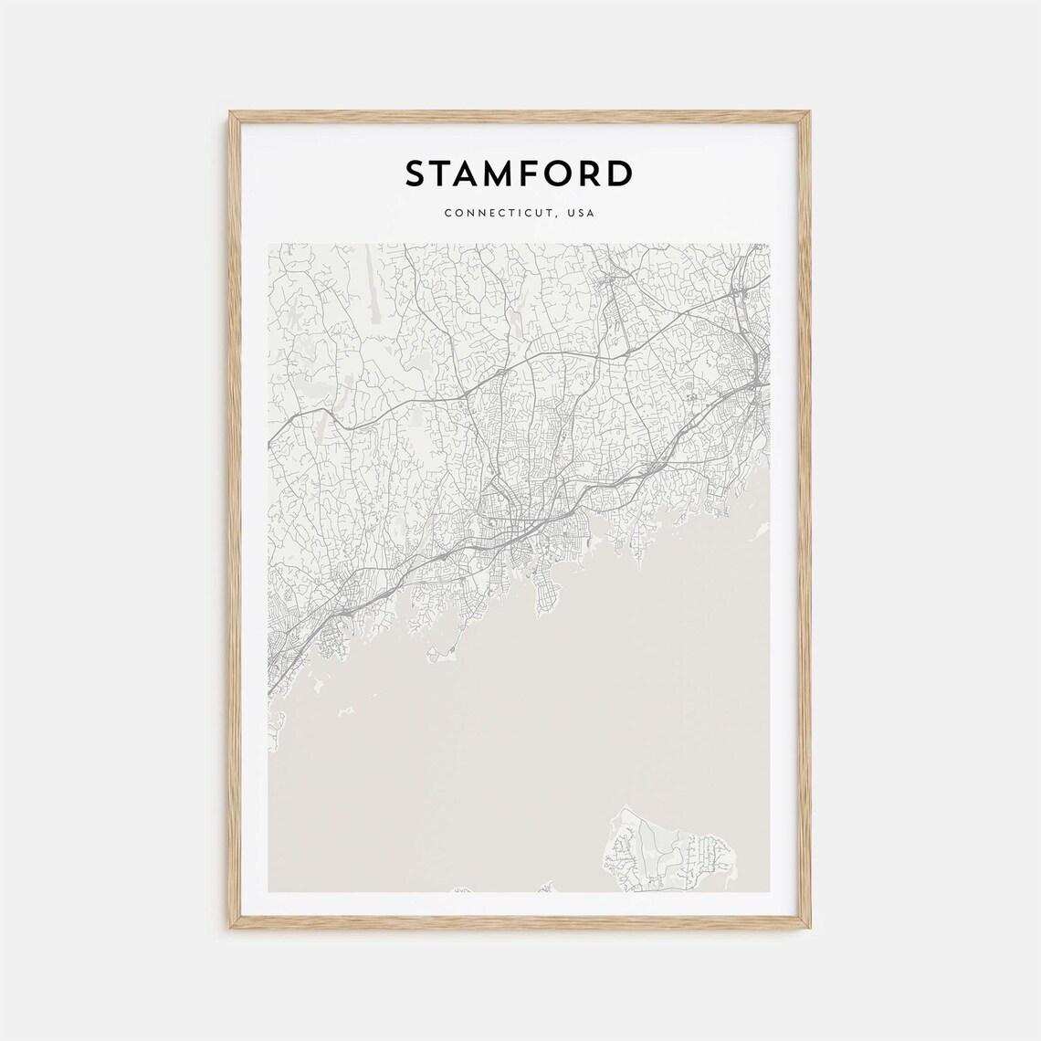Stamford Connecticut, USA Minimalist Black White City Street Map Print