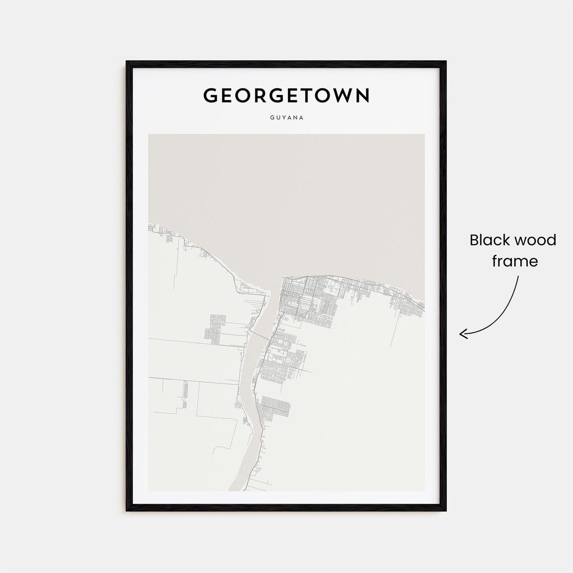 Georgetown Guyana Minimalist Beige City Map Street Plan Poster - Image 3