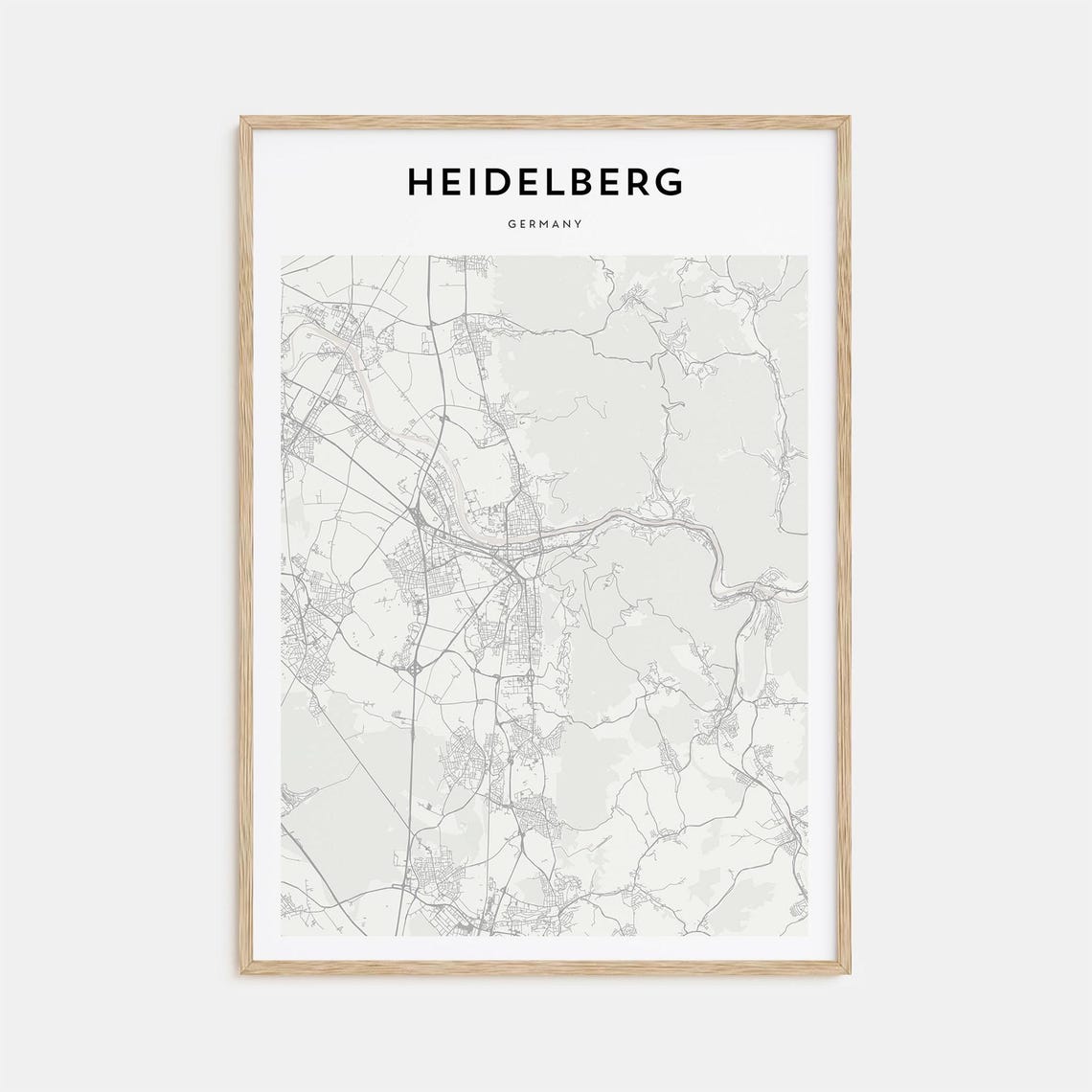 Minimalist Heidelberg Germany City Street Map Wall Decor Poster