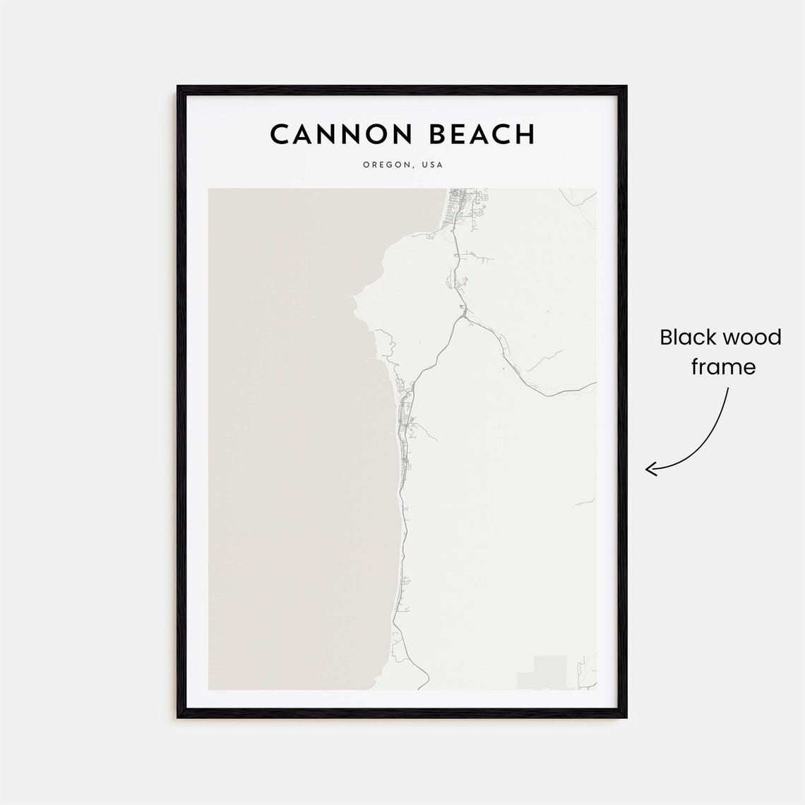 Cannon Beach Oregon Pacific Coastline Minimalist Map Decor Poster - Image 3