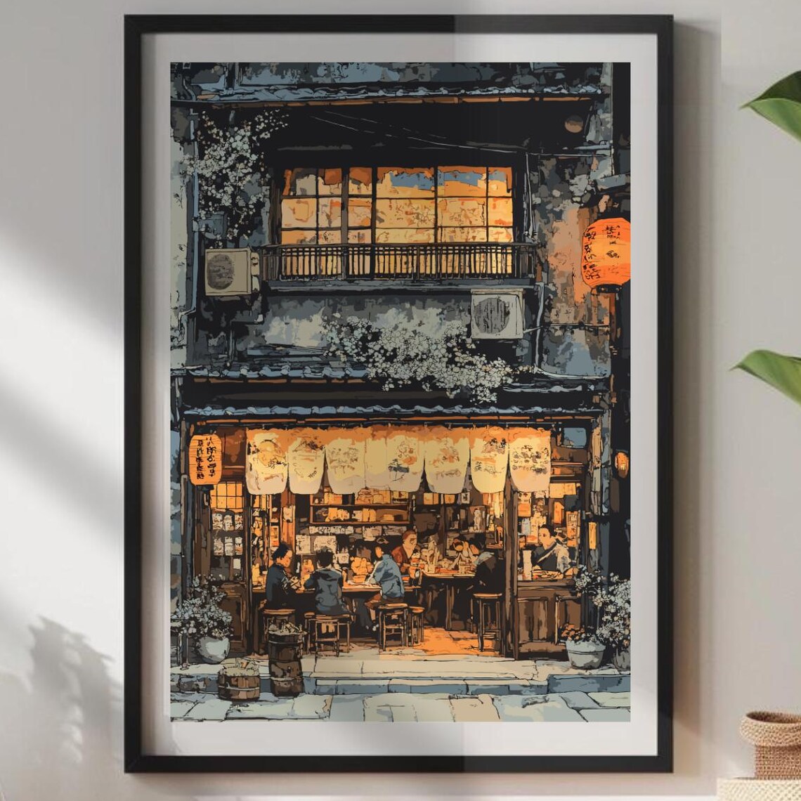 Tokyo Night Izakaya Lantern Alley Cozy Bar Japan Street Art Poster