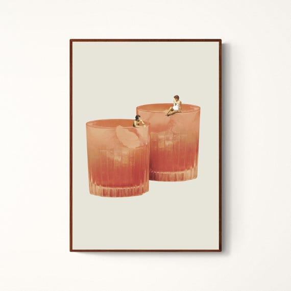 Holiday In A Glass 3 Cocktail Collage Art Print