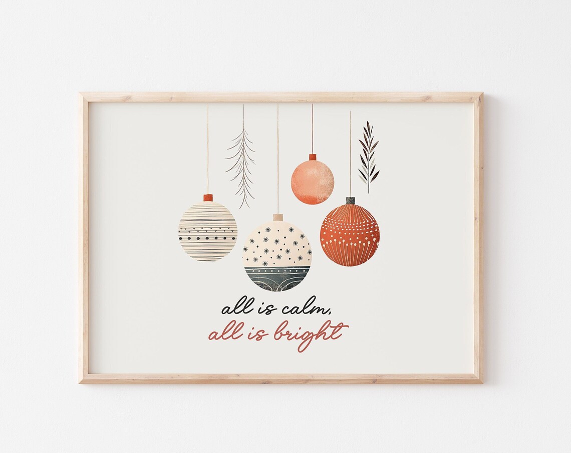 All Is Calm All Is Bright Hanging Ornaments Christmas Wall Art