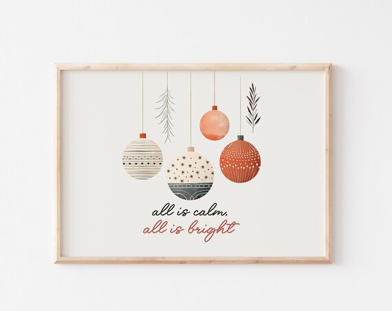 All Is Calm All Is Bright Hanging Ornaments Christmas Wall Art