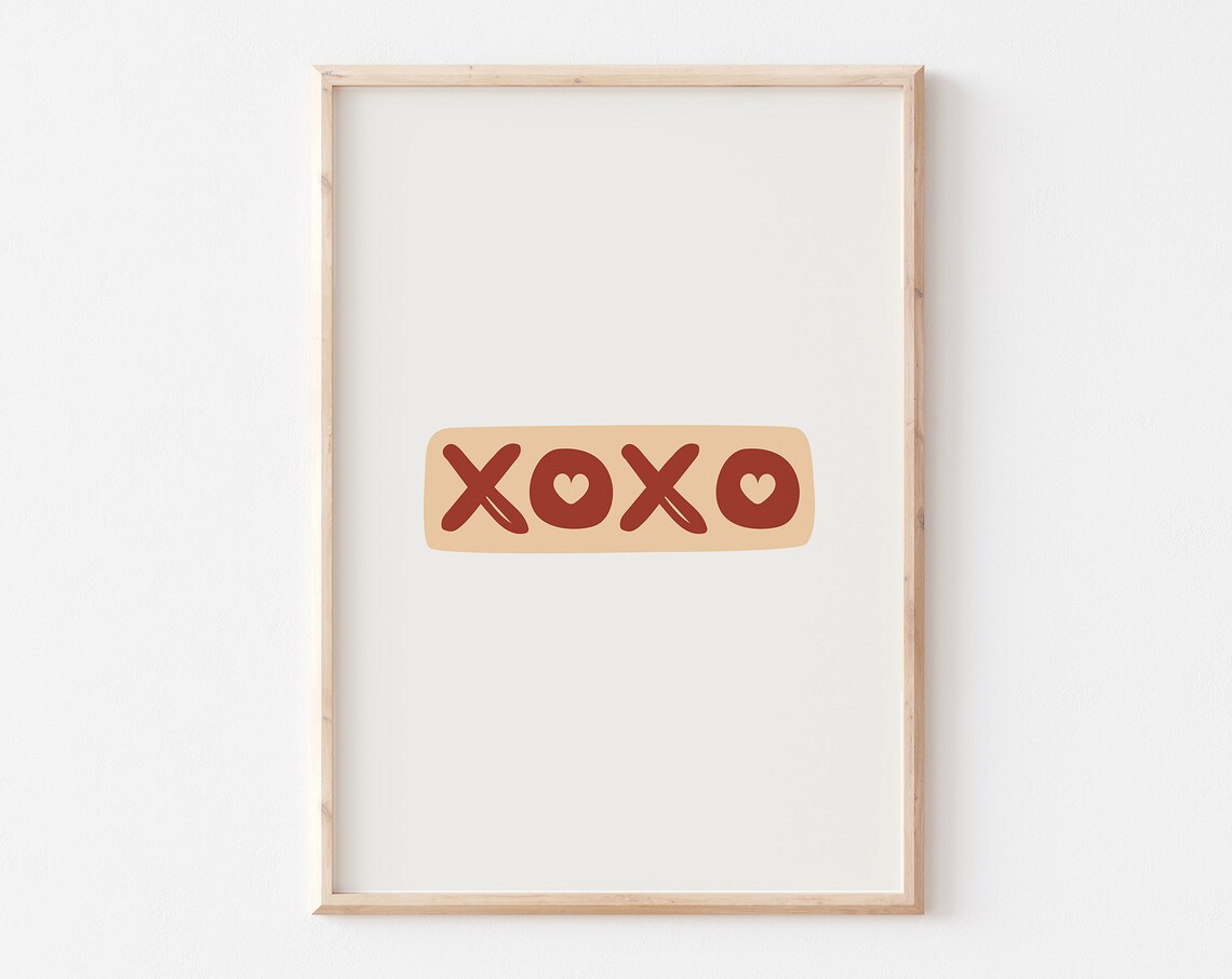 XOXO Minimalist Heart Letter Typography Modern Valentine Art Print