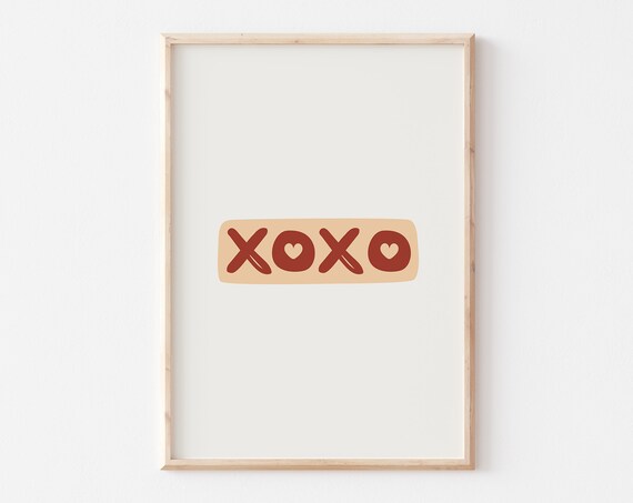 Xoxo Print Trendy Red Valentines Day Art Modern Valentines Wall Art Cute Girly Valentines Day Wall Decor Xoxo Valentines Art