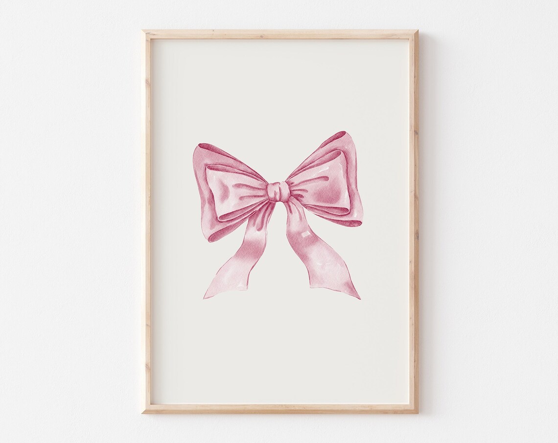 Pink Watercolor Bow Coquette Balletcore Minimalist Nursery Poster - Image 5