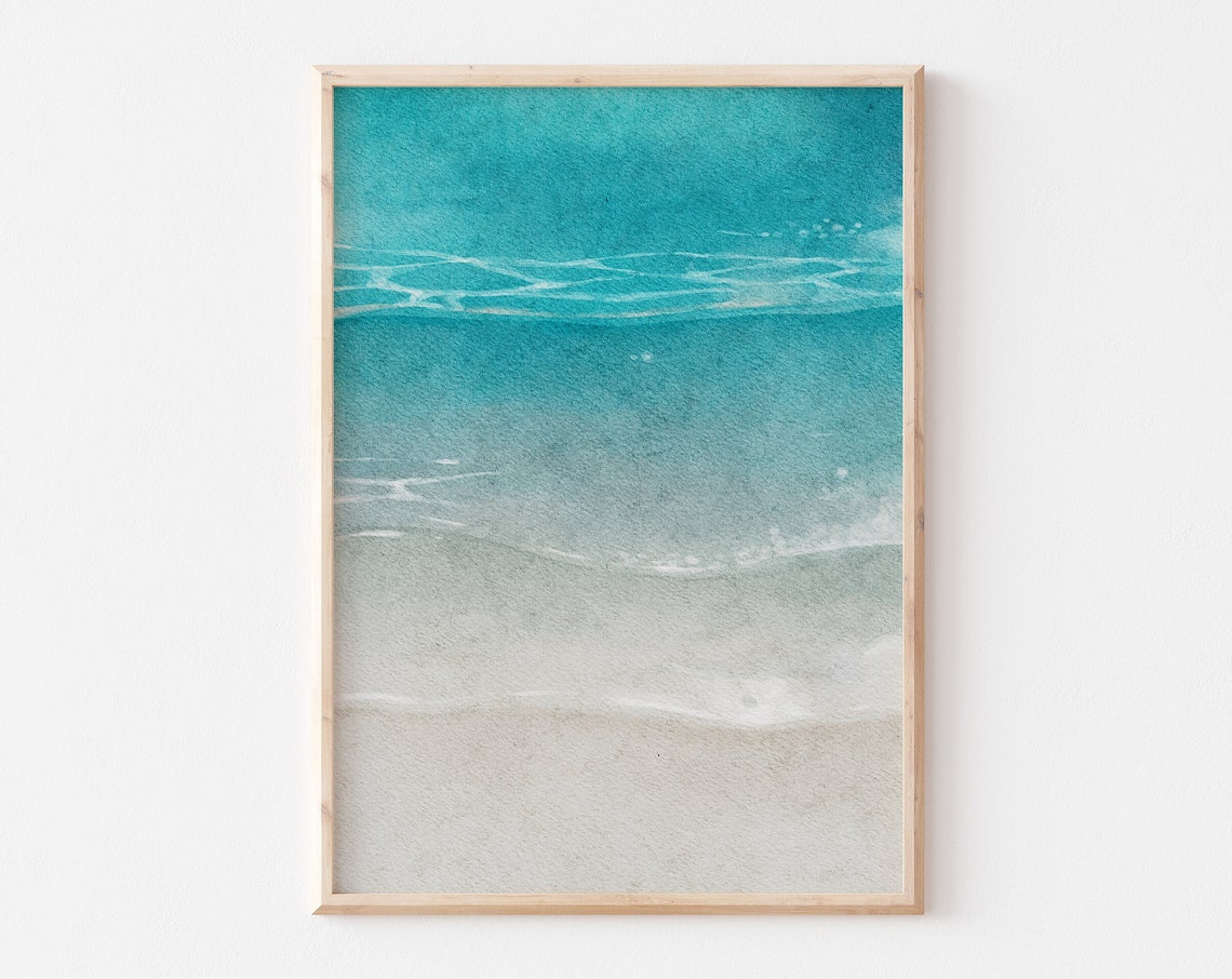 Turquoise Blue Water Abstract Minimalist Coastal Beach Poster