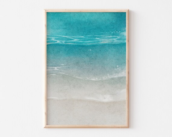 Turquoise Blue Water Abstract Minimalist Coastal Beach Poster