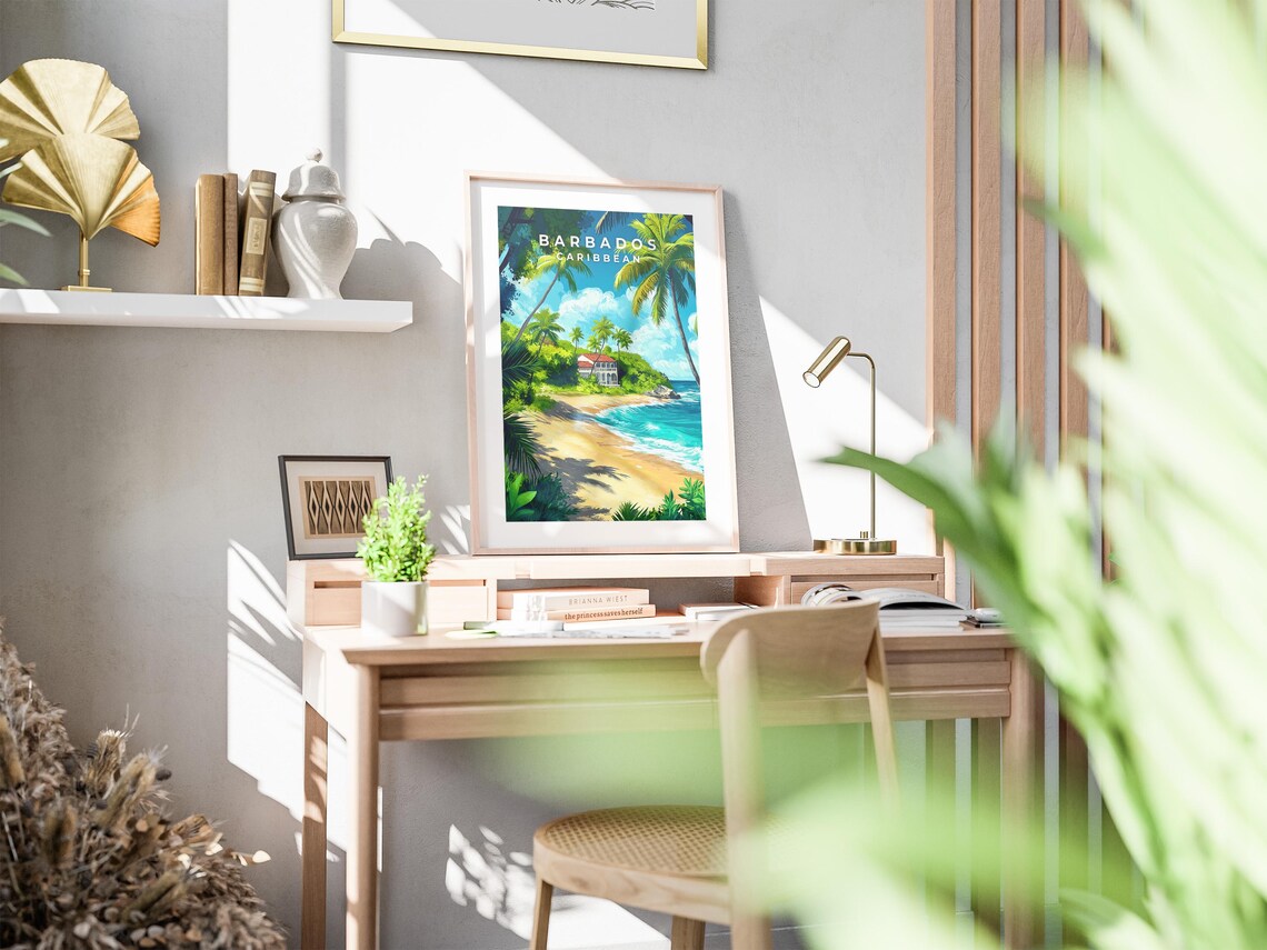 Barbados Travel Poster, Caribbean Coastal Art - Image 3