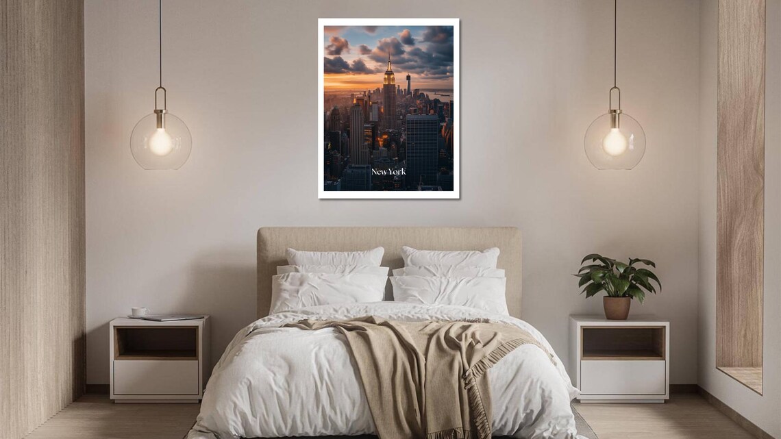 New York Travel Poster Empire State Building Skyline Modern Nyc Wall Art Luxury Cityscape Print Architectural Photography Decor Ny - Image 2