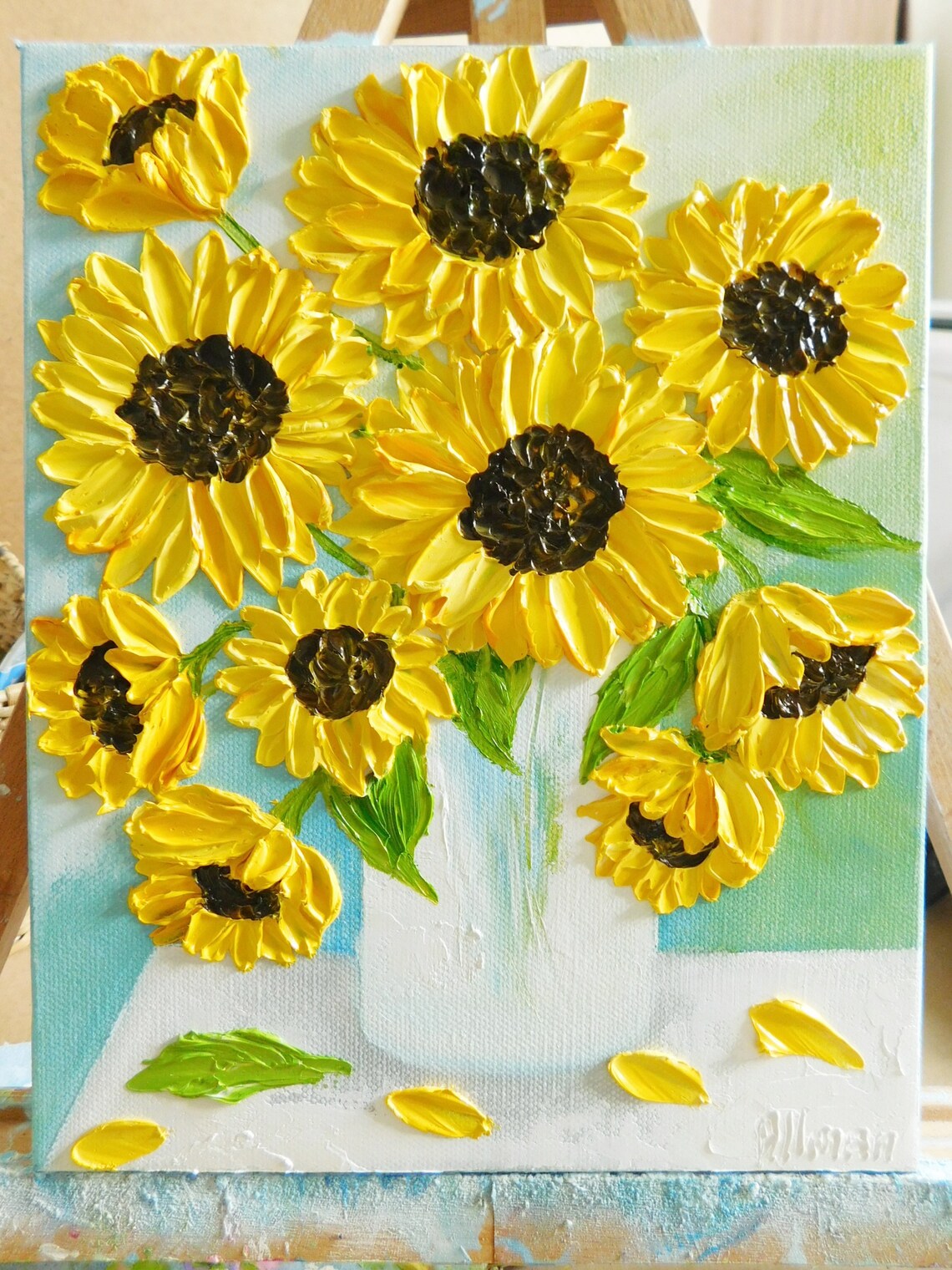 Custom Sunflower Oil Painting, Impasto Art Print - Image 3