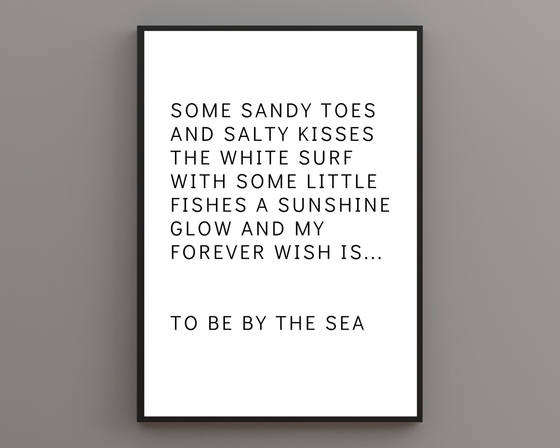 To Be By The Sea Beach Poem Minimalist Black Typography Poster