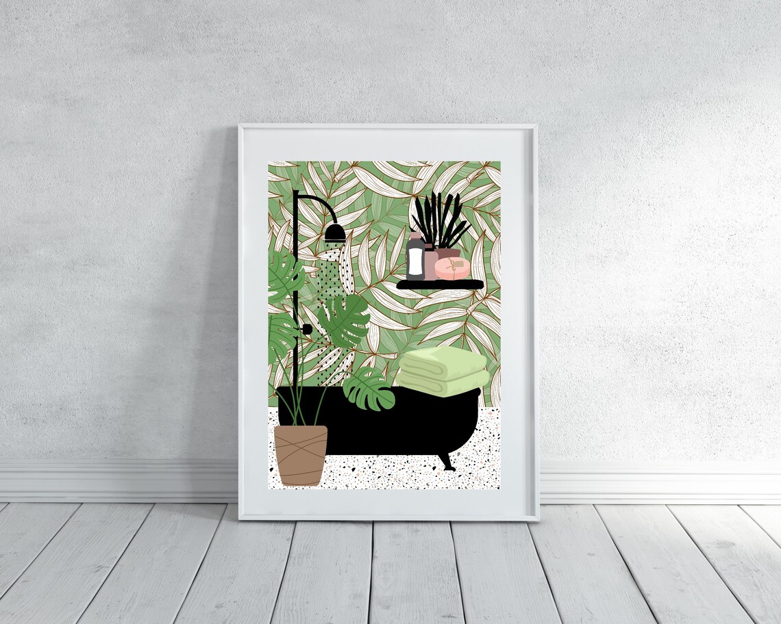 Tropical Botanical Bathroom Plant Art Print - Image 3