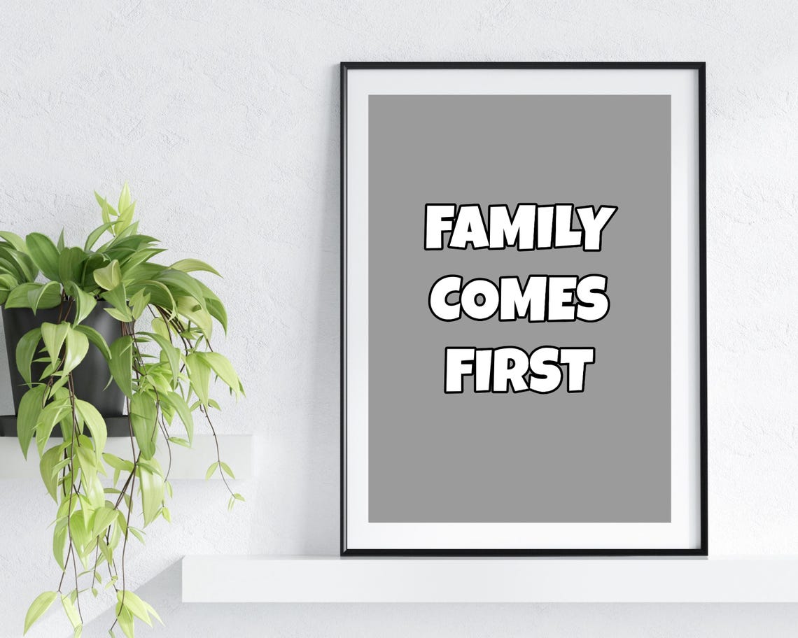 Family Comes First Print Quote Print Retro Prints Boho Quotes Boho Wall Art Typographic Art Gallery Wall Print - Image 2
