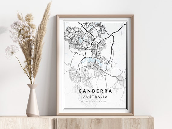 Canberra City Map Print Poster Wall Art Geographic