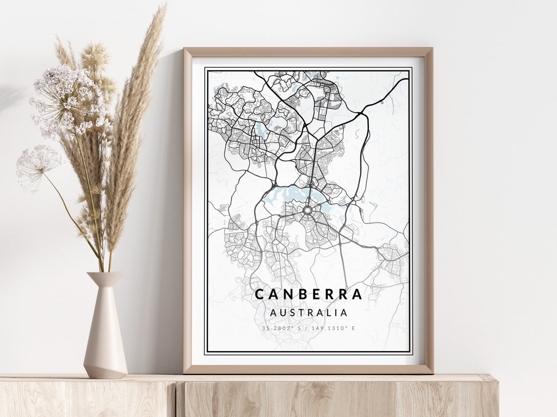 Canberra City Map Print Poster Wall Art Geographic