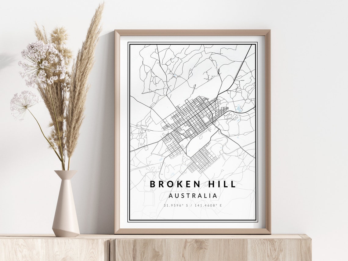 Broken Hill Australia Outback City Street Map Minimalist Art Print