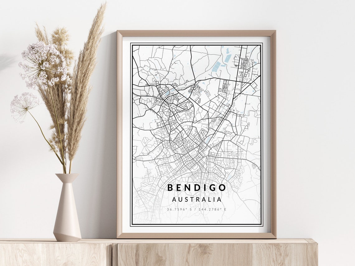Bendigo City Map Print Poster Wall Art Geographic
