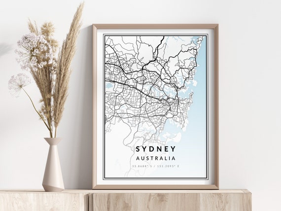 Sydney City Map Print Poster Wall Art Geographic