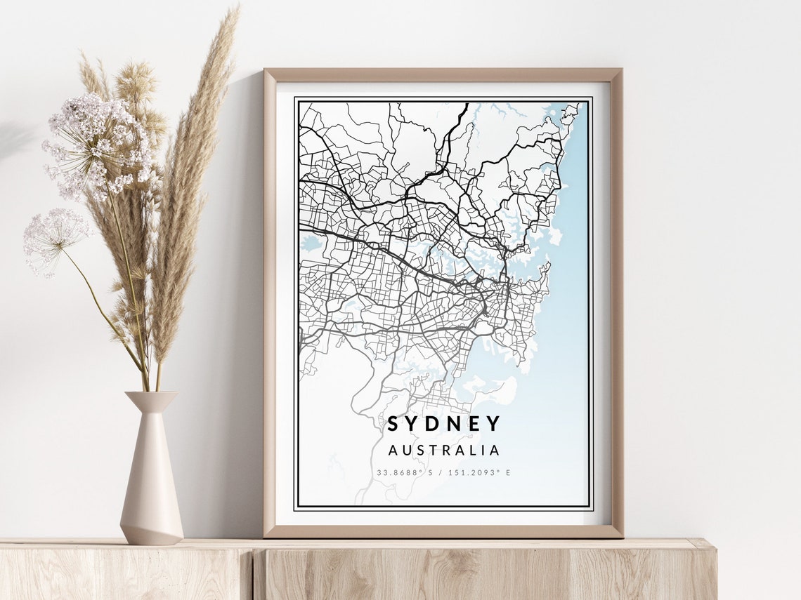 Sydney City Map Print Poster Wall Art Geographic