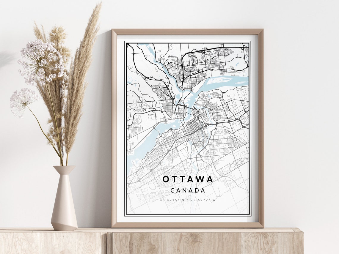 Ottawa Map Print Poster Wall Art Geographic