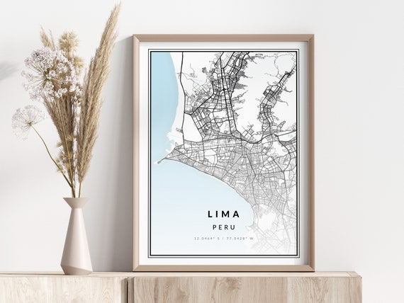 Lima Map Print Poster Wall Art Geographic