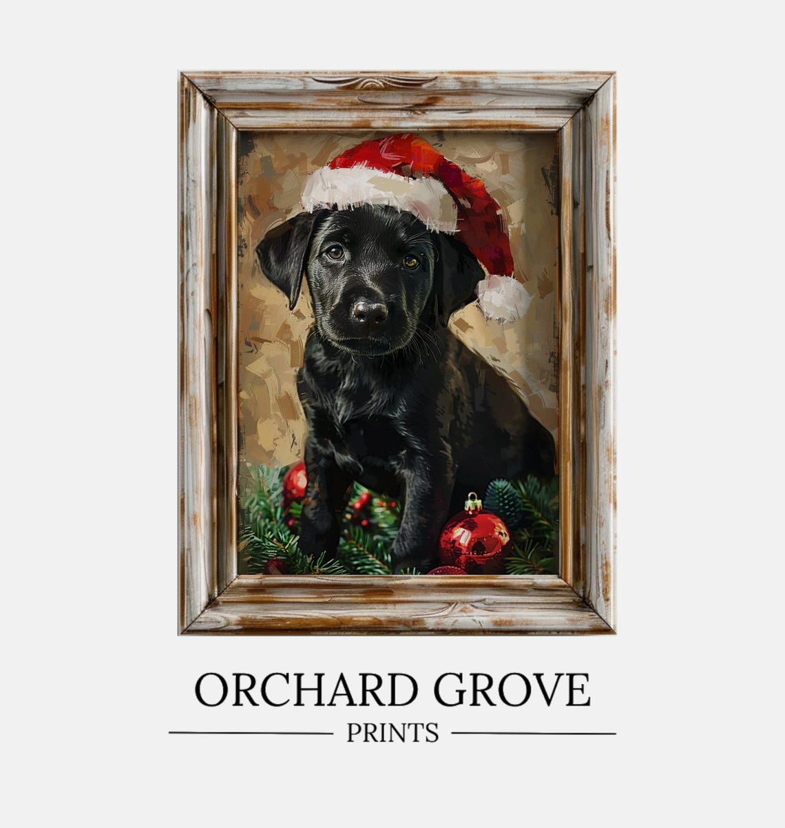 Christmas Dog Wall Art Print Santa Dog Painting Christmas Black Lab Christmas Puppy Christmas Holiday Decor Santa Pet 182 - Image 2