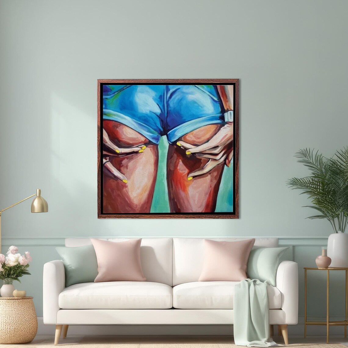 Bold Cheeky Denim Shorts Woman Pop Art Portrait Painting Poster