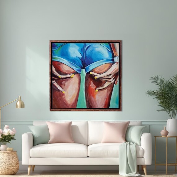 Bold Cheeky Denim Shorts Woman Pop Art Portrait Painting Poster