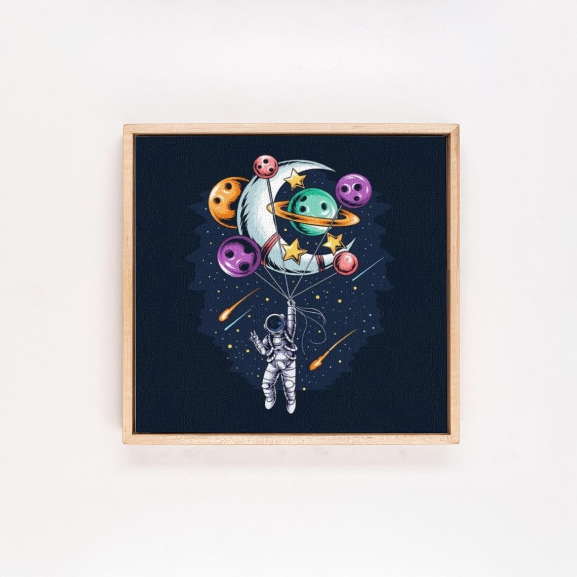 Astronaut Flying With The Moon And Planets Painting Illustration Print Illustration Wall Art Large Wall Art - Image 4