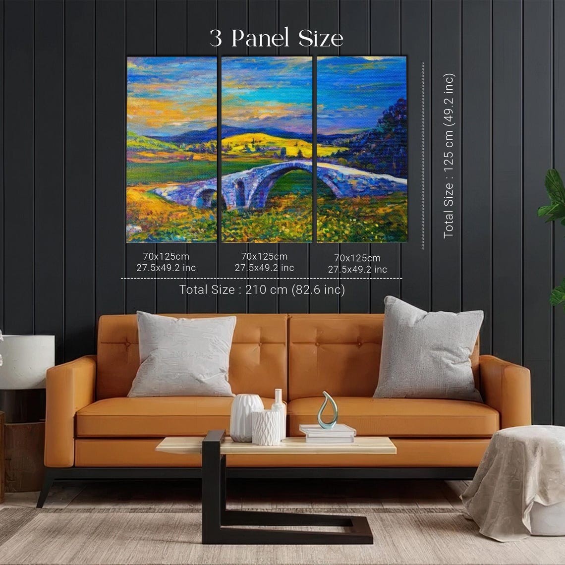 Village Stone Bridge Sunset Landscape Wall Painting Nature Art Nature Decor Nature Wall Decor Nature Print - Image 2