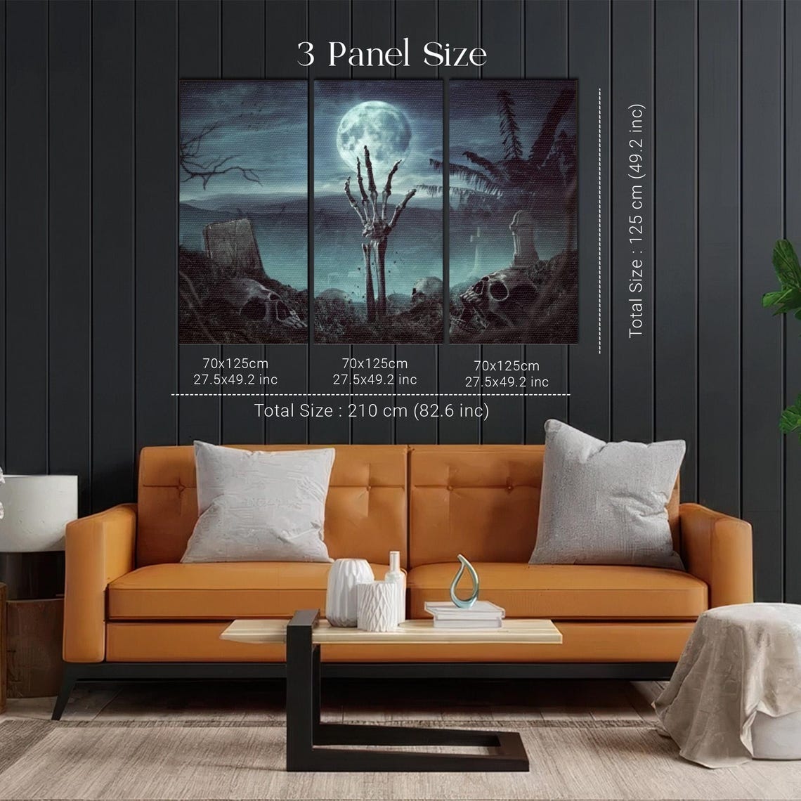 Skeleton Hand Emerging From Grave At Night Horror Halloween Poster - Image 2