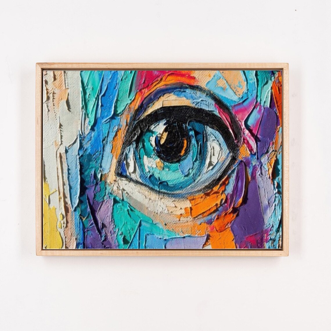 Vibrant Abstract Eye Close-Up Thick Brush Oil Painting Art Poster - Image 4