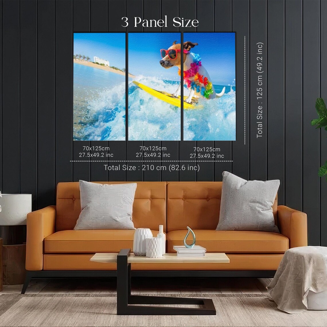 Happy Dog Surfing a Big Ocean Wave with Sunglasses and Lei Poster - Image 2