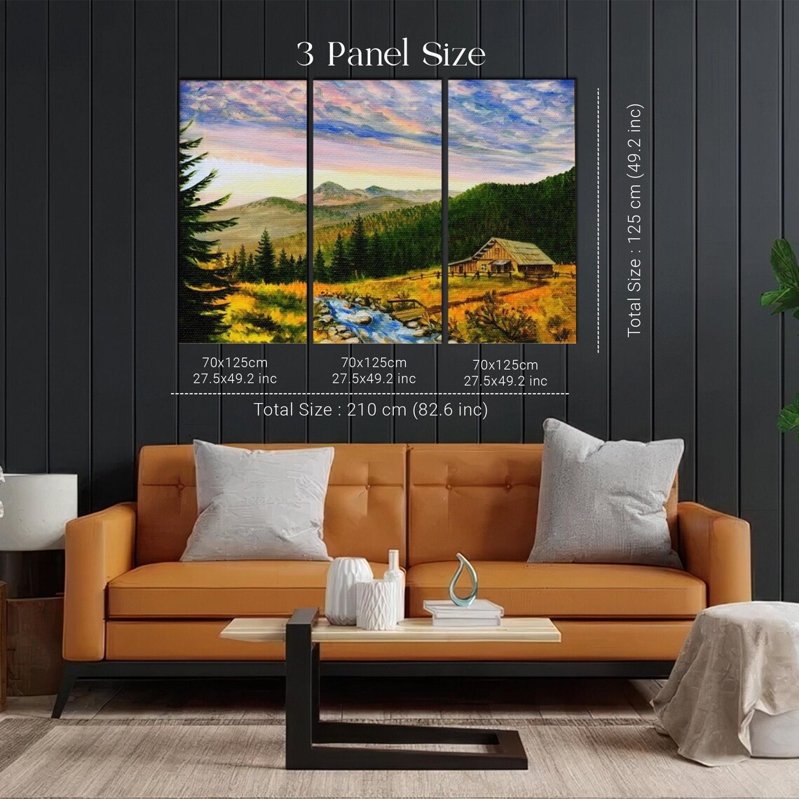 Carpathian Mountain Cabin by a Stream at Sunset Landscape Poster - Image 2